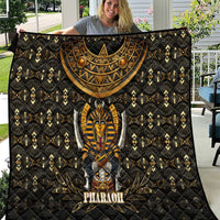 Pharaoh King Tut Egypt Quilt with Hieroglyphic Gold Pattern