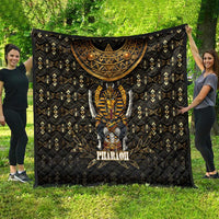 Pharaoh King Tut Egypt Quilt with Hieroglyphic Gold Pattern