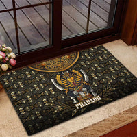Pharaoh King Tut Egypt Rubber Doormat with Hieroglyphic Gold Pattern