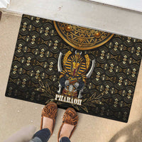 Pharaoh King Tut Egypt Rubber Doormat with Hieroglyphic Gold Pattern