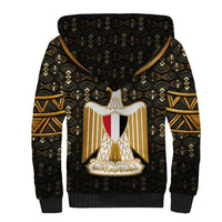Pharaoh King Tut Egypt Sherpa Hoodie with Hieroglyphic Gold Pattern
