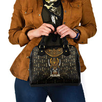 Pharaoh King Tut Egypt Shoulder Handbag with Hieroglyphic Gold Pattern