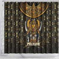 Pharaoh King Tut Egypt Shower Curtain with Hieroglyphic Gold Pattern