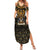Pharaoh King Tut Egypt Summer Maxi Dress with Hieroglyphic Gold Pattern