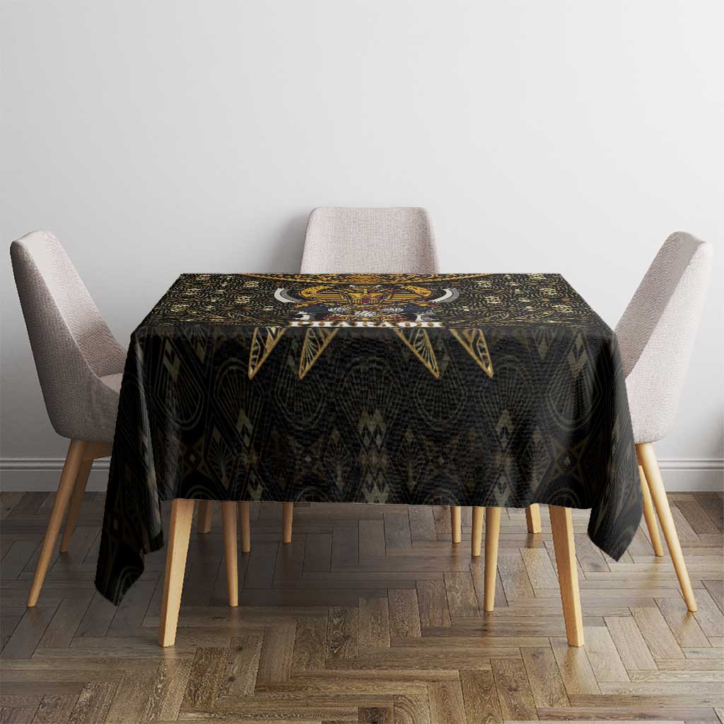 Pharaoh King Tut Egypt Tablecloth with Hieroglyphic Gold Pattern