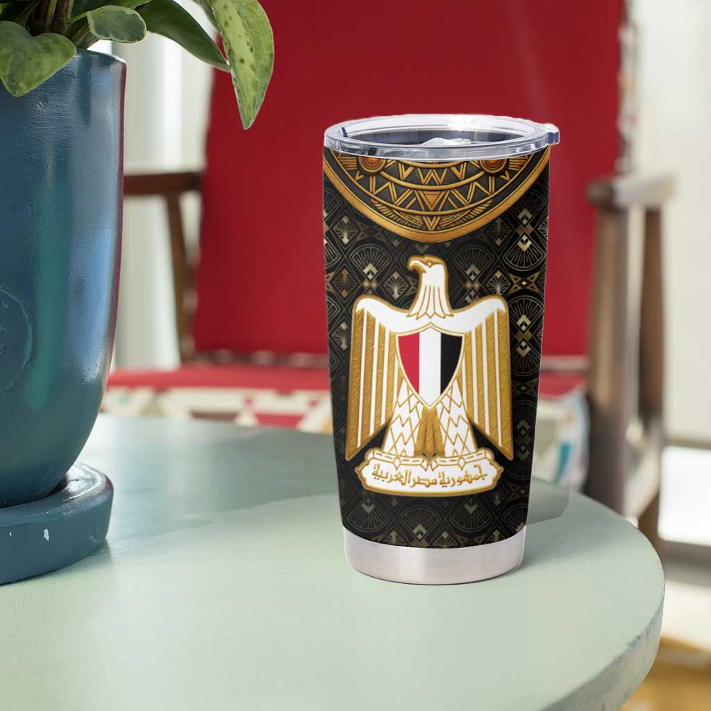 Pharaoh King Tut Egypt Tumbler Cup with Hieroglyphic Gold Pattern