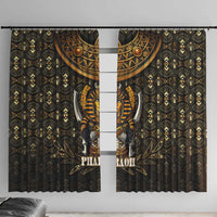 Pharaoh King Tut Egypt Window Curtain with Hieroglyphic Gold Pattern