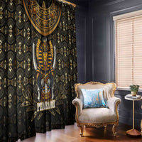 Pharaoh King Tut Egypt Window Curtain with Hieroglyphic Gold Pattern