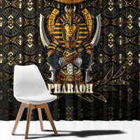 Pharaoh King Tut Egypt Window Curtain with Hieroglyphic Gold Pattern