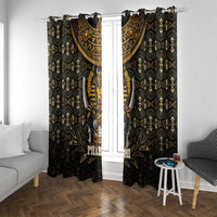 Pharaoh King Tut Egypt Window Curtain with Hieroglyphic Gold Pattern