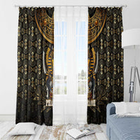 Pharaoh King Tut Egypt Window Curtain with Hieroglyphic Gold Pattern