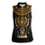 Pharaoh King Tut Egypt Women Sleeveless Polo Shirt with Hieroglyphic Gold Pattern