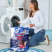 Personalized Japan Football Laundry Basket Kitsune Samurai Mascot - Traditional Wave Heritage