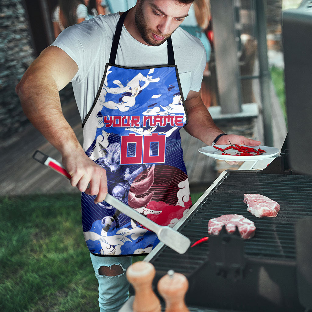 Personalized Japan Football Apron Kitsune Samurai Mascot - Traditional Wave Heritage