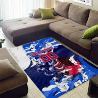 Personalized Japan Football Area Rug Kitsune Samurai Mascot - Traditional Wave Heritage