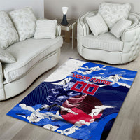 Personalized Japan Football Area Rug Kitsune Samurai Mascot - Traditional Wave Heritage
