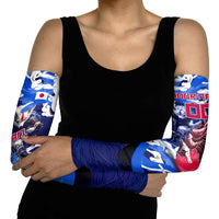 Personalized Japan Football Arm Sleeves Kitsune Samurai Mascot - Traditional Wave Heritage