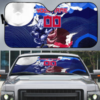 Personalized Japan Football Auto Sun Shade Kitsune Samurai Mascot - Traditional Wave Heritage