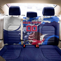 Personalized Japan Football Back Car Seat Cover Kitsune Samurai Mascot - Traditional Wave Heritage