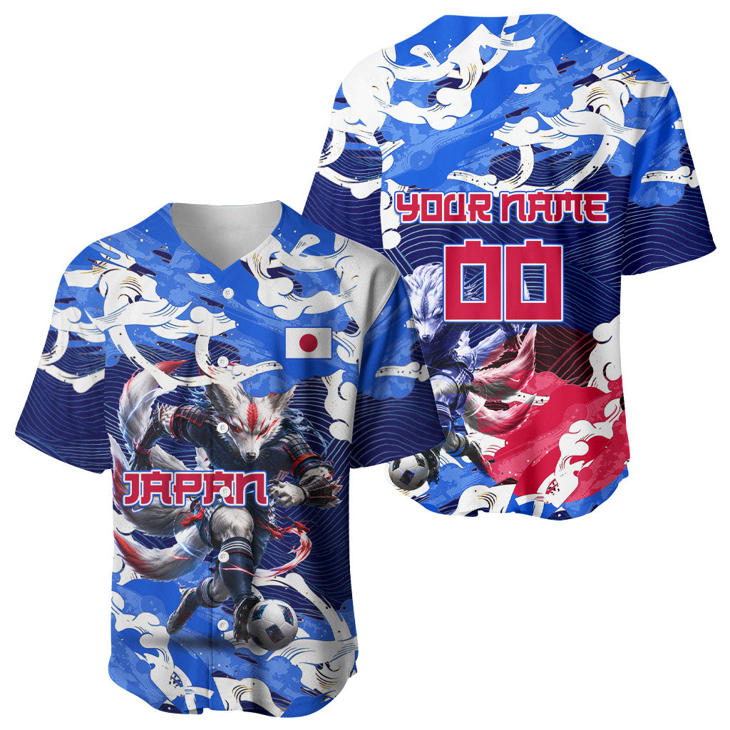 Personalized Japan Football Baseball Jersey Kitsune Samurai Mascot - Traditional Wave Heritage