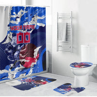 Personalized Japan Football Bathroom Set Kitsune Samurai Mascot - Traditional Wave Heritage