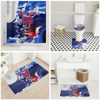 Personalized Japan Football Bathroom Set Kitsune Samurai Mascot - Traditional Wave Heritage