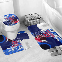 Personalized Japan Football Bathroom Set Kitsune Samurai Mascot - Traditional Wave Heritage