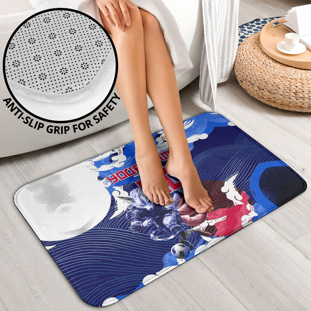 Personalized Japan Football Bathroom Set Kitsune Samurai Mascot - Traditional Wave Heritage