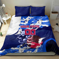 Personalized Japan Football Bedding Set Kitsune Samurai Mascot - Traditional Wave Heritage