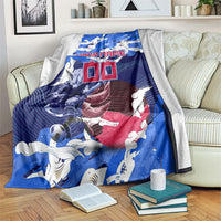 Personalized Japan Football Blanket Kitsune Samurai Mascot - Traditional Wave Heritage