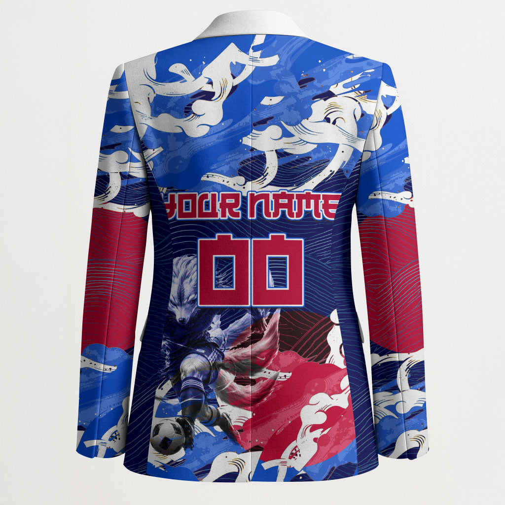 Personalized Japan Football Blazer Kitsune Samurai Mascot - Traditional Wave Heritage