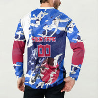 Personalized Japan Football Button Sweatshirt Kitsune Samurai Mascot - Traditional Wave Heritage