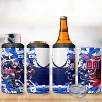 Personalized Japan Football 4 in 1 Can Cooler Tumbler Kitsune Samurai Mascot - Traditional Wave Heritage