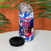 Personalized Japan Football 4 in 1 Can Cooler Tumbler Kitsune Samurai Mascot - Traditional Wave Heritage