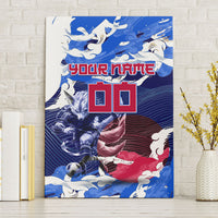Personalized Japan Football Canvas Wall Art Kitsune Samurai Mascot - Traditional Wave Heritage