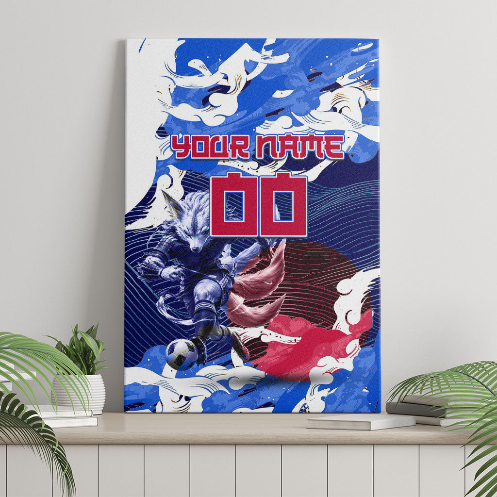 Personalized Japan Football Canvas Wall Art Kitsune Samurai Mascot - Traditional Wave Heritage