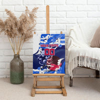 Personalized Japan Football Canvas Wall Art Kitsune Samurai Mascot - Traditional Wave Heritage