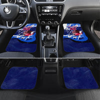 Personalized Japan Football Car Mats Kitsune Samurai Mascot - Traditional Wave Heritage