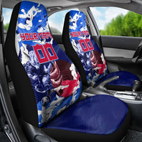 Personalized Japan Football Car Seat Cover Kitsune Samurai Mascot - Traditional Wave Heritage