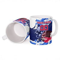 Personalized Japan Football Ceramic Mug Kitsune Samurai Mascot - Traditional Wave Heritage