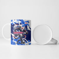 Personalized Japan Football Ceramic Mug Kitsune Samurai Mascot - Traditional Wave Heritage