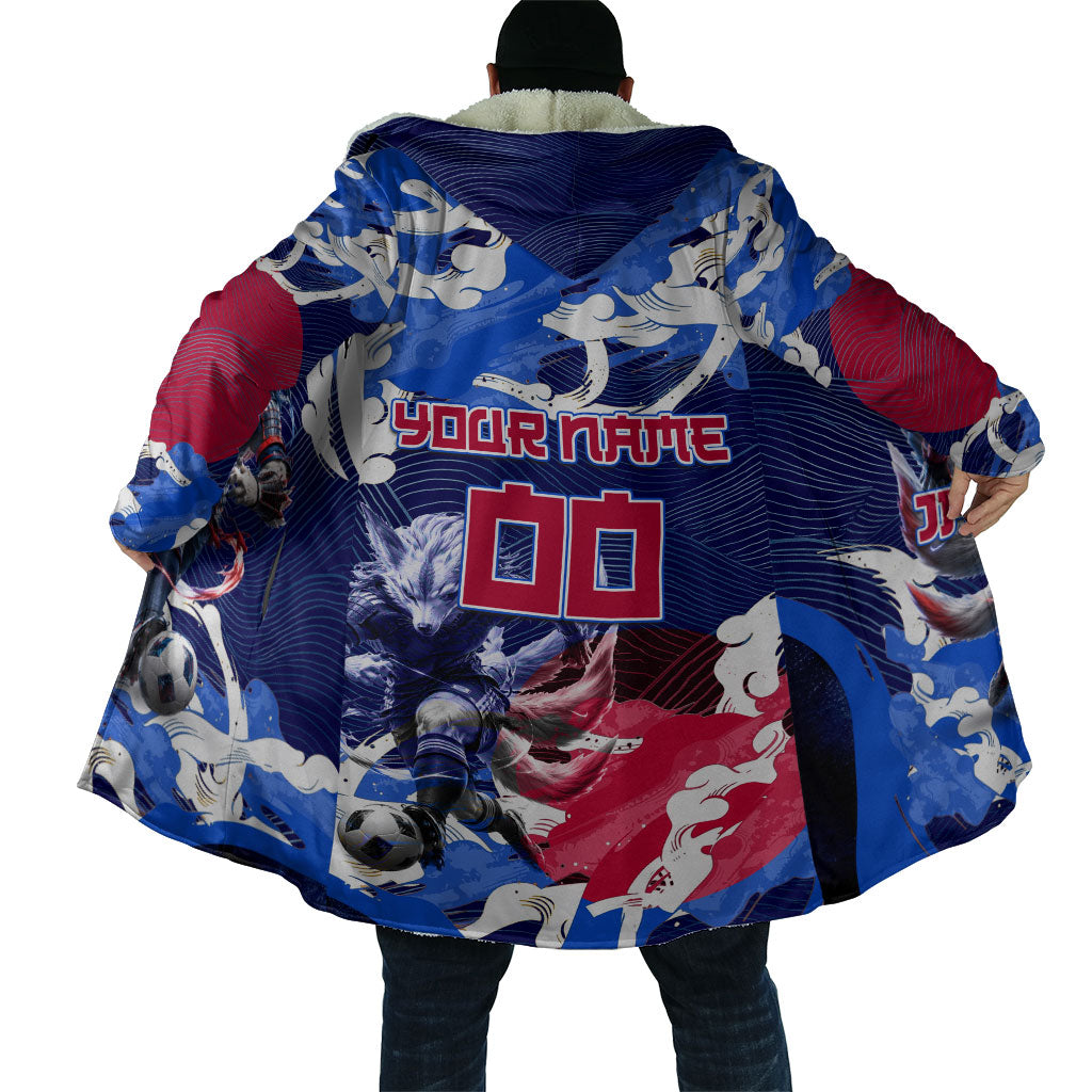 Personalized Japan Football Cloak Kitsune Samurai Mascot - Traditional Wave Heritage