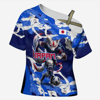 Personalized Japan Football Cross Shoulder Shirt Kitsune Samurai Mascot - Traditional Wave Heritage