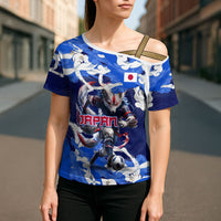 Personalized Japan Football Cross Shoulder Shirt Kitsune Samurai Mascot - Traditional Wave Heritage