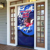 Personalized Japan Football Door Cover Kitsune Samurai Mascot - Traditional Wave Heritage