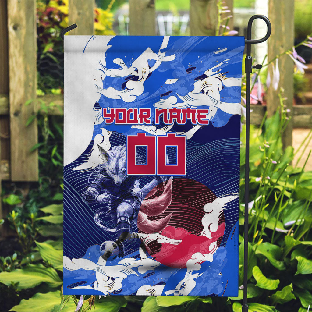 Personalized Japan Football Garden Flag Kitsune Samurai Mascot - Traditional Wave Heritage