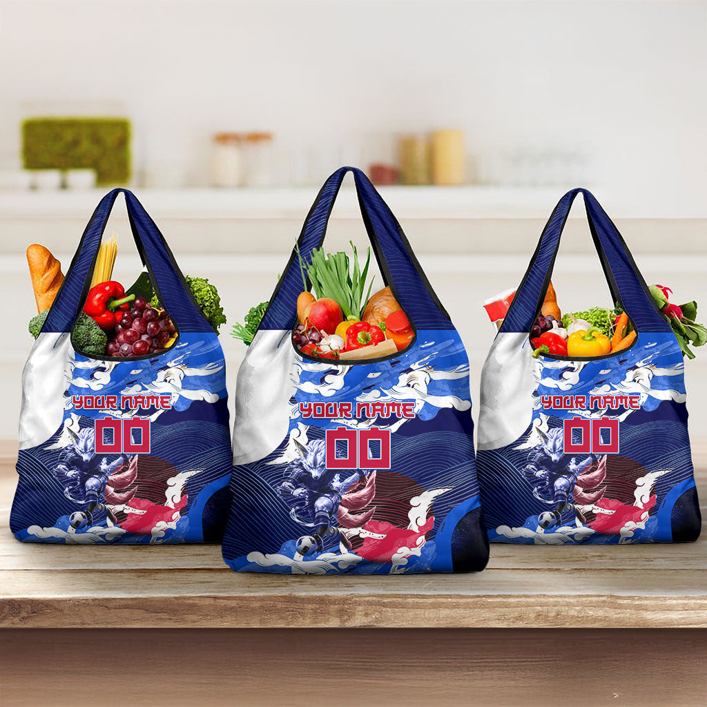 Personalized Japan Football Grocery Bag Kitsune Samurai Mascot - Traditional Wave Heritage