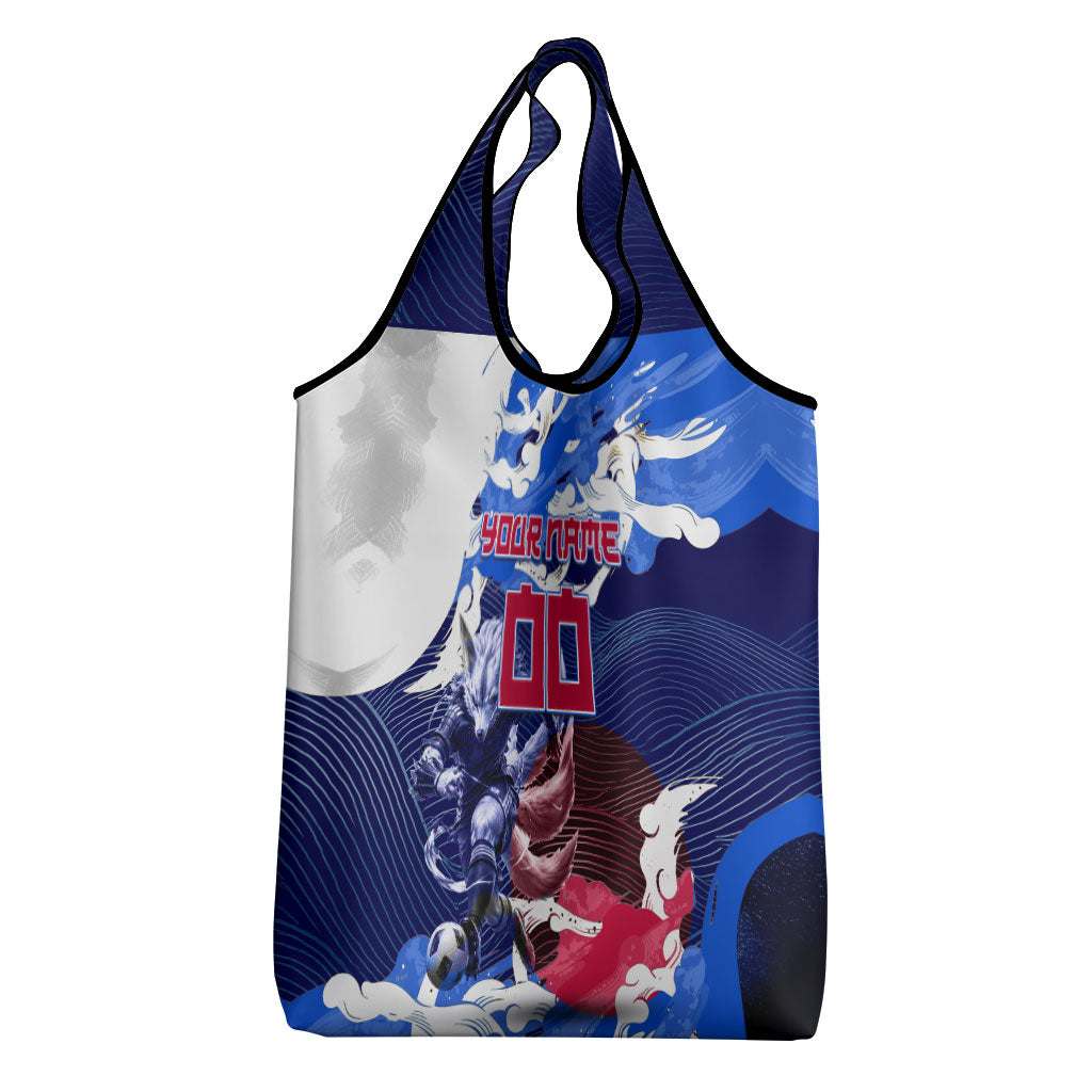 Personalized Japan Football Grocery Bag Kitsune Samurai Mascot - Traditional Wave Heritage