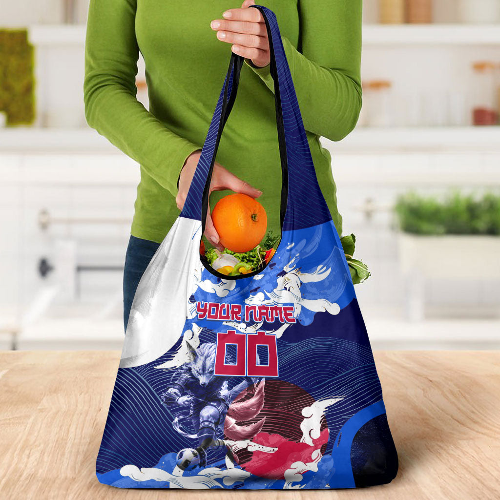 Personalized Japan Football Grocery Bag Kitsune Samurai Mascot - Traditional Wave Heritage
