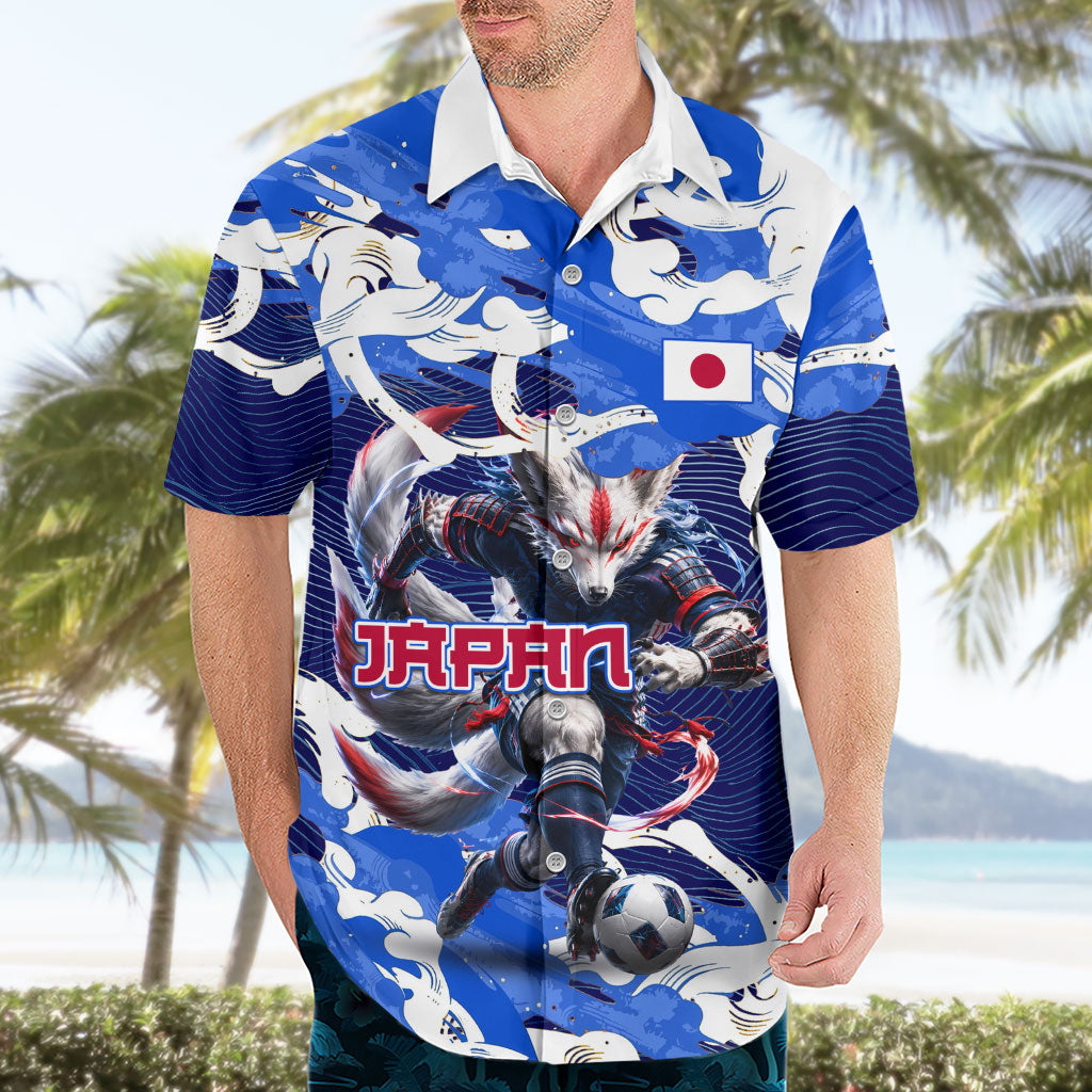 Personalized Japan Football Hawaiian Shirt Kitsune Samurai Mascot - Traditional Wave Heritage